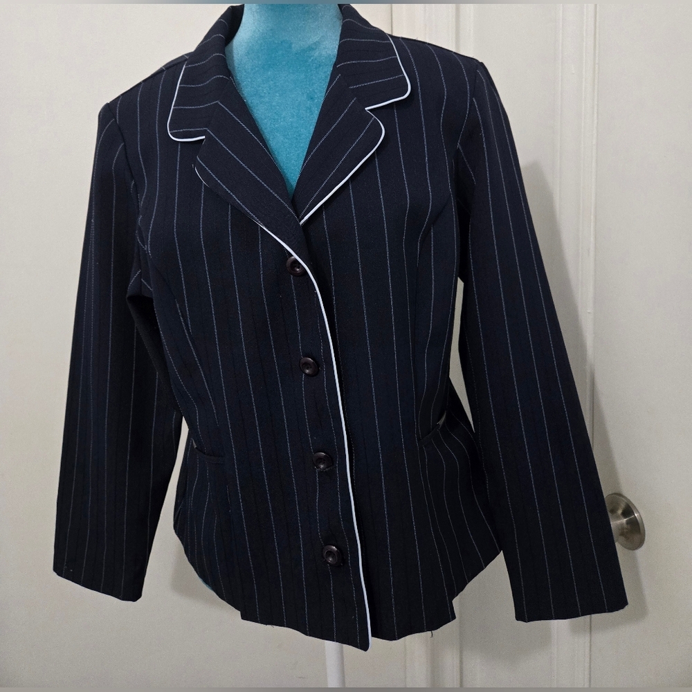 Navy Blue Pinstripe Blazer - Picture 2 of 4